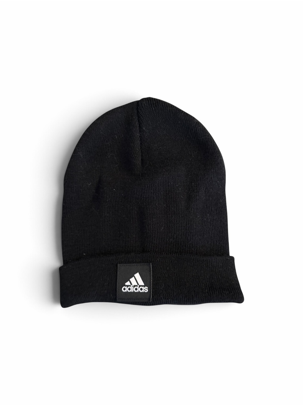 adidas Zoe Saldana Black Cuffed Knit Beanie with Logo Patch